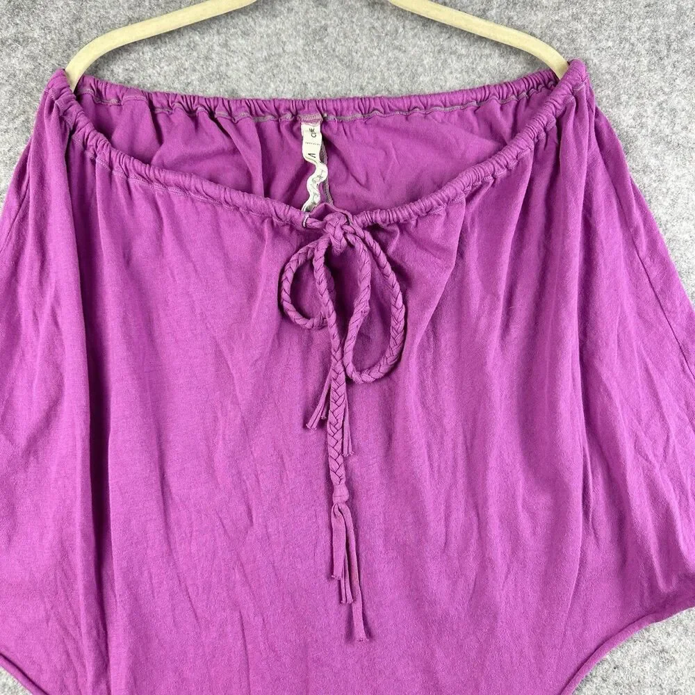 Free People Beach Two Way Top Womens Medium Electric Grape Open Boho Tassels*